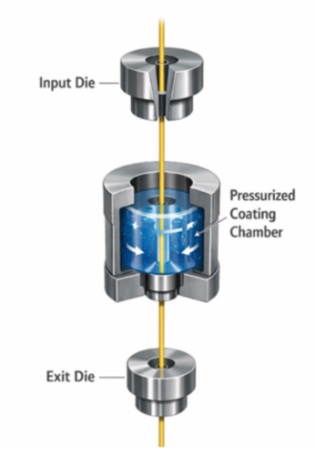 Figure 1 — Exploded 3 D Cutaway of an Optical Fiber Coating Applicator