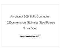 Amphenol 905 SMA Connector, 1020µm Stainless Steel Ferrule, 3mm Black Boot