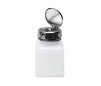 MENDA Square HDPE Dispenser Bottle with Take-Along Locking Pump - 4 oz