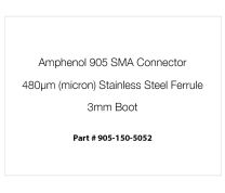Amphenol 905 SMA Connector, 480µm Stainless Steel Ferrule, 3mm Black Boot