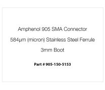 Amphenol 905 SMA Connector, 584µm Stainless Steel Ferrule, 3mm Black Boot