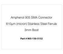 Amphenol 905 SMA Connector, 610µm Stainless Steel Ferrule, 3mm Black Boot