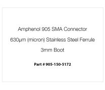 Amphenol 905 SMA Connector, 630µm Stainless Steel Ferrule, 3mm Black Boot