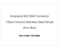 Amphenol 905 SMA Connector, 735µm Stainless Steel Ferrule, 3mm Black Boot