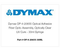 Dymax OP-4-20655 Optical Adhesive, Fiber Optic Assembly, Optically Clear, UV Cure - 30ml Syringe