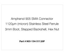 Conector SMA Amphenol 905, casquillo de acero inoxidable de 1120 µm (micrones), funda de 3 mm, carcasa posterior escalonada, tuerca hexagonal